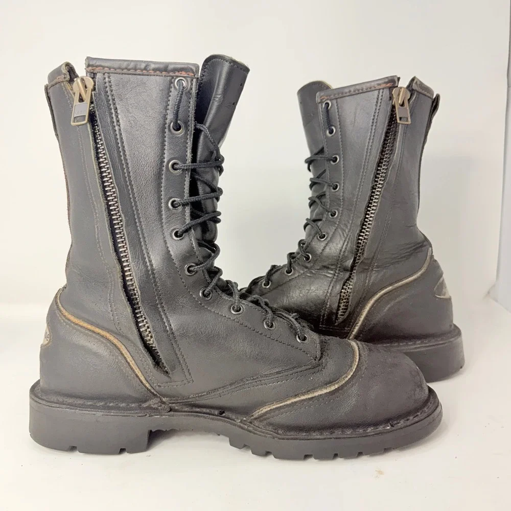 LaCrosse 14H72 Mens 10 M Fire Fighting Boots Black Leather Safety Toe USA Made
